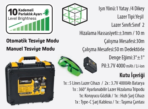 SGS5428 Lazer Hizalama Distomat Şakül 5 Yeşil Çizgi - 2