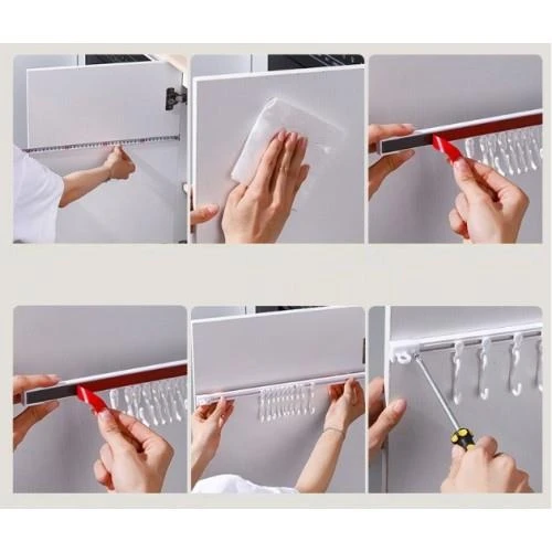 3B Trend Ayarlanabilir Kendinden Yapışkanlı 10 Kancalı 40 cm Pratik Askı Mutfak Banyo Takı Askısı - 5