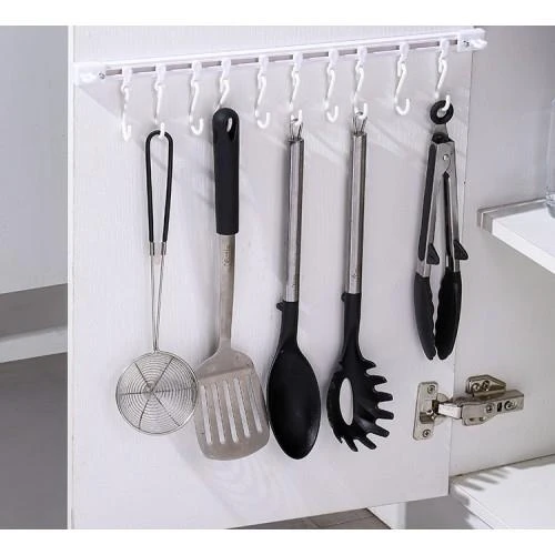 3B Trend Ayarlanabilir Kendinden Yapışkanlı 10 Kancalı 40 cm Pratik Askı Mutfak Banyo Takı Askısı