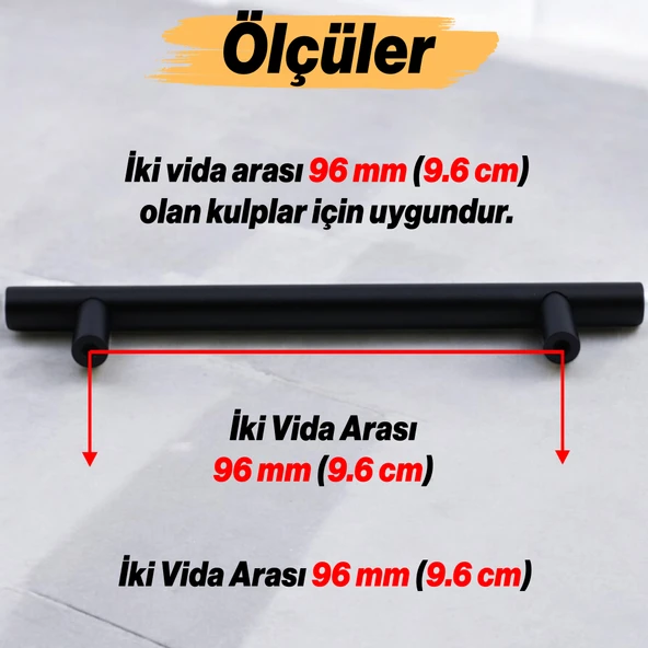 (10 Adet) Mia Mojan 96 mm Mat Siyah Metal Mobilya Mutfak Çekmece Dolap Dolabı Kulbu Kulpu Kulpları - 2