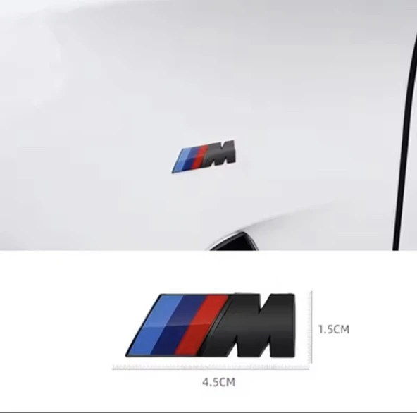 BMW YAN ÇAMURLUK VE BAGAJ ABS MALZEME M LOGO ROZET AMBLEM (4,5 MM - 1,5 MM SİYAH)