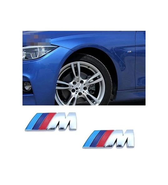 BMW YAN ÇAMURLUK VE BAGAJ ABS MALZEME M LOGO ROZET AMBLEM (4,5 MM - 1,5 MM GÜMÜŞ)