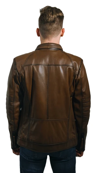 Gölgeli Kahve Hakiki Deri Erkek Ceketi Thor - 3