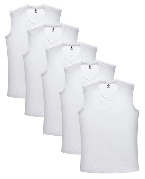 5 Adet Erkek Büyük Beden 105 Kilo - 165 Kilo Arası İçin Uygun Redzone V Yaka Sıfır Kol Fanila Atlet