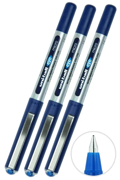 Mavi Pilot Kalem 3 Adet Uniball Eye Mikro 0.5 mm Roller Pilot Kalem Ub-150 Roller Uçlu Likit Mürekkepli Pilot Kalem ürün görseli
