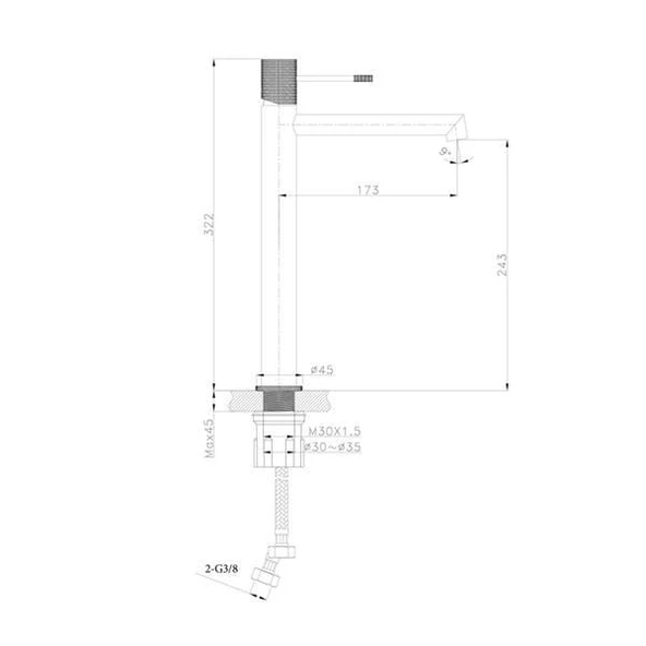 FONTANA YÜKSEK LAVABO BATARYASI (MAT SİYAH) - Resim 2