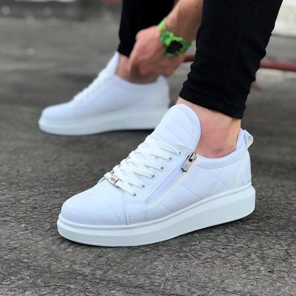 Beyaz Kapitone Erkek Casual Ayakkabı