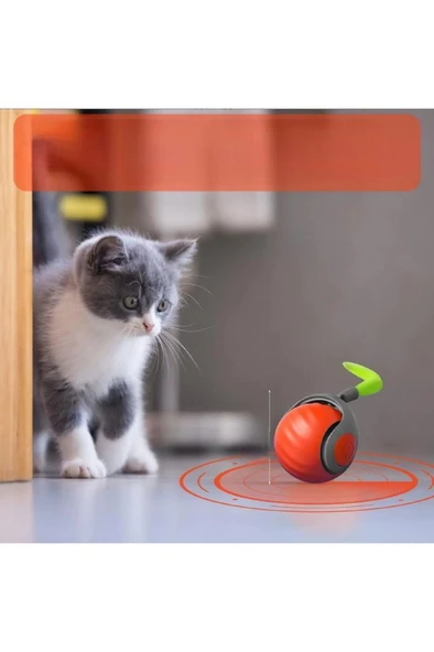 Otomatik Hareketli Top Kedi Oyuncağı Usb Şarjlı Akıllı Oyun Topu Hızlı Yuvarlanan Kuyuklu Oyuncak - 4