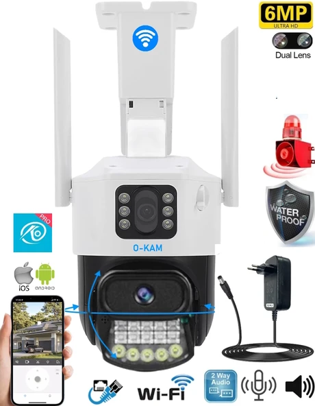 O-Kam 6015 Wifi 6MP Dual Lens Gece Görüş Kişi Takibi Sesli Görüşme