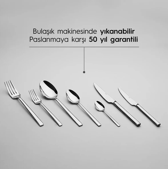Nehir Dalyan Sade 12 Kişilik 89 Parça Deri Kutulu Çatal Kaşık Bıçak Takımı - 2