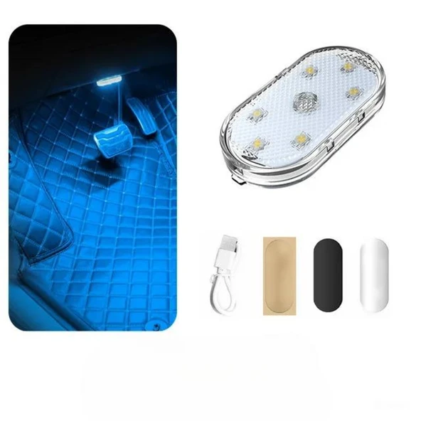 SGE TEKNOLOJİ Araç ve Dolap İçi Buz Mavisi Işık Şarjlı Dokunmatik LED Lamba Işık