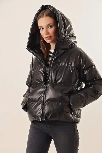 5114 Oversize Deri Mont - Siyah - 2