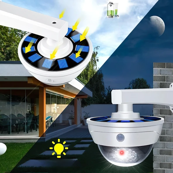 SGE TEKNOLOJİ GÜNEŞ ENERJİLİ GECE GÖRÜŞLÜ HAREKET SENSÖRLÜ CAYDIRICI KUMANDALI SAHTE GÜVENLİK KAMERA - 2