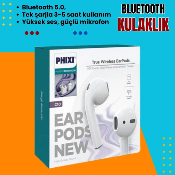 Phixi Massive C10 Bluetooth Kulaklık – Yüksek Ses Kalitesi, Uzun Pil Ömrü, Ergonomik Tasarım - 5