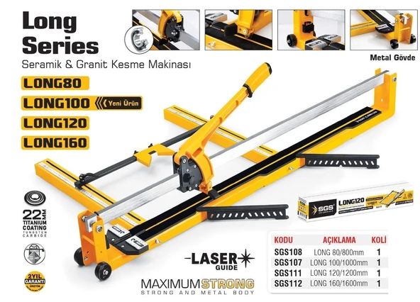 SGS107 Lazerli Kesim - Long 100 Uzun Seramik Granit Fayans Kesme Makinası 1000mm - 3
