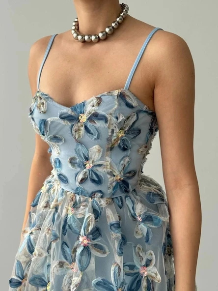 Moca İp Askılı Elbise - Resim 6