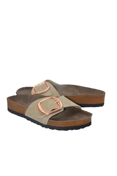 Bej Nubuk Kadın Tek Toka Terlik - MTM-0053 - 3