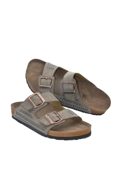 Vizon Taşlı Çift Bant Kadın Terlik- MTM-0052 - 4