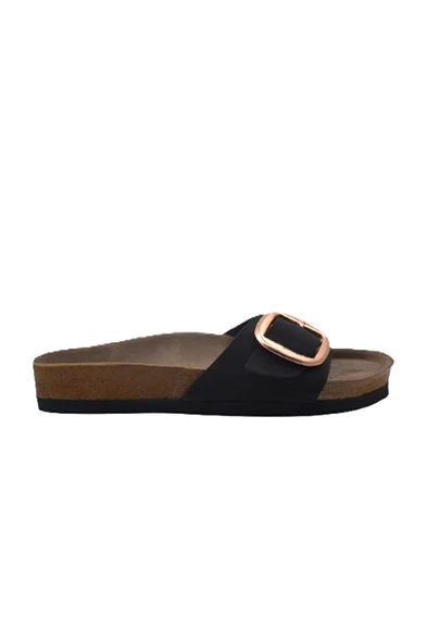 Siyah Nubuk Kadın Tek Toka Terlik - MTM-0053 - 2