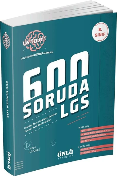 8. Sınıf 600 Soruda LGS Us Teroit Soru Bankası Ünlü Yayıncılık