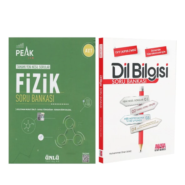 Ünlü Yayıncılık AYT Fizik Best Peak ve AKM Dil Bilgisi Soru Bankası Seti 2 Kitap