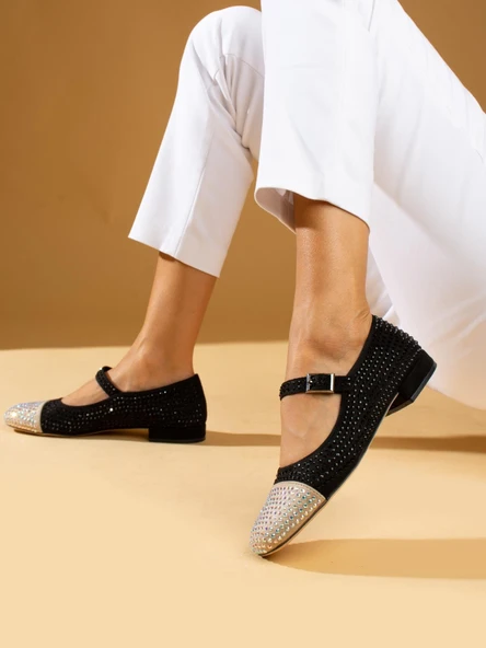 Feles Taş Detaylı Kadın Babet Ayakkabı - Resim 3