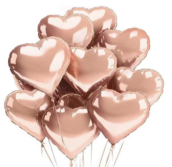 Brokoli Home Kalp Folyo Uçan Balon Gold Rose 3 Adet 45 Cm 18 İnç - 3