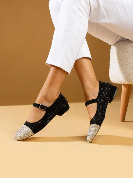 Feles Taş Detaylı Kadın Babet Ayakkabı - Resim 2