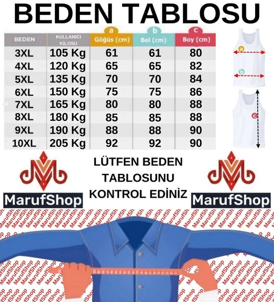 5 Adet Erkek Büyük Beden Battal Boy 105 Kilo - 205 Kilo Arası İçin Uygun Redzone Klasik Pamuk Atlet - 11