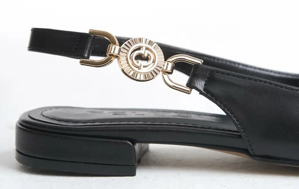 Feles Yan Toka Detaylı Arkası Açık Kadın Babet Ayakkabı - Resim 10