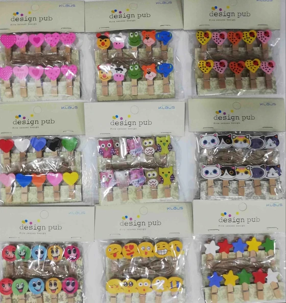 10'lu Şekilli Ahşap Mandallar 3.5cm (10'lu Set-10 Paket) ürün görseli 1