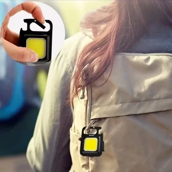 Mini 30 Ledli  Mıknatıslı Anahtarlık Flash Kamp Lambası Askılı Kapak Açacaklı Şarjlı Fener - 4