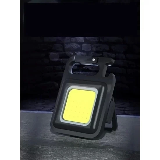 Mini 30 Ledli  Mıknatıslı Anahtarlık Flash Kamp Lambası Askılı Kapak Açacaklı Şarjlı Fener - 3