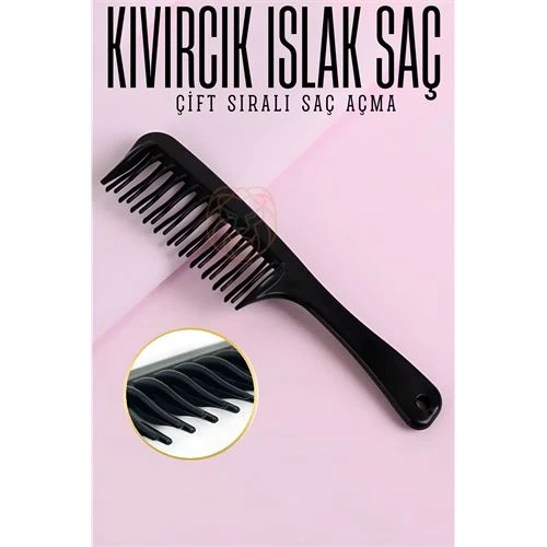 ModaCar Çift Sıralı Saç Açma Tarağı Uzun Kıvırcık Islak Saç Tarağı