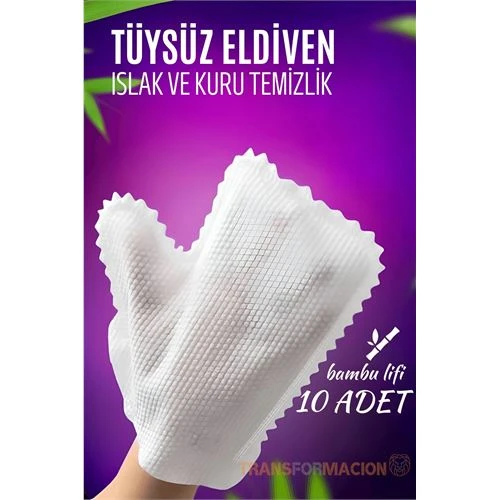 ModaCar TüysüzTemizlik Eldiveni Islak ve Kuru Temizlik Eldiveni Bambu Lifi