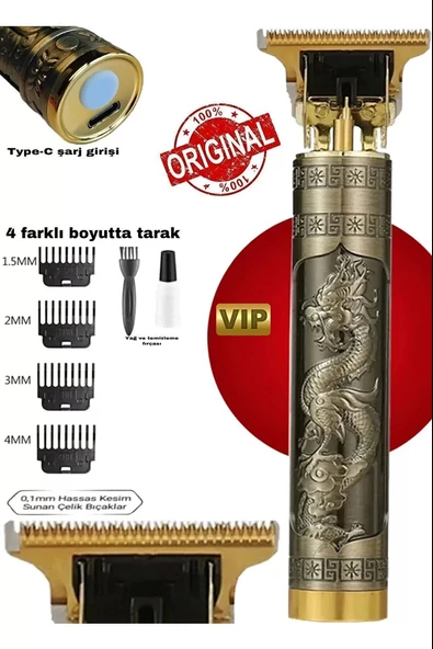 Dragon Çelik Kasa Profesyonel Saç Sakal Ense Çizim Tüm Vücut Tüyü Lazer Öncesi Tıraş Makinesi - Resim 2