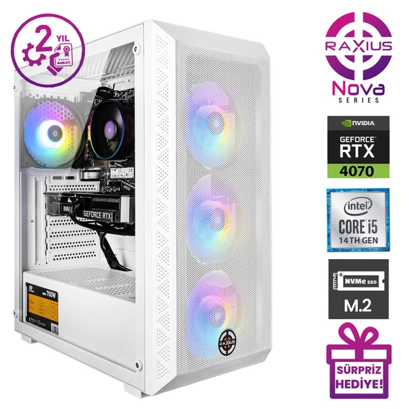RaXius Nova G2 i5 4070-14FF012 i5-14400F 32GB 512SSD RTX4070 W11P Gaming Masaüstü Bilgisayar - 2