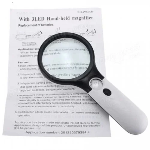 3 Led Işıklı 3x75 Mm 45x22 Mm  El Büyüteç - Resim 3