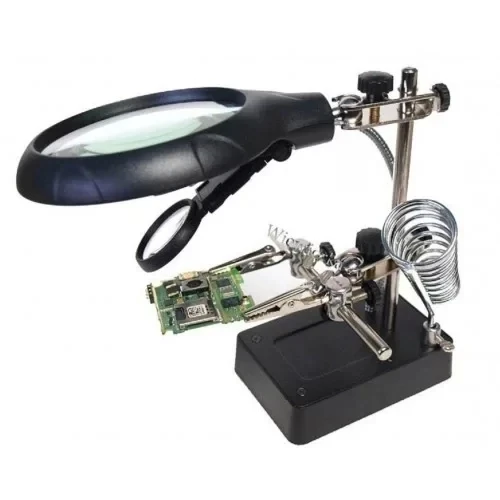 Masa Üstü Mandallı ,2.5x90mm, 7.5x34mm Mercekli ,adaptörlu Işıklı Büyüteç - 5