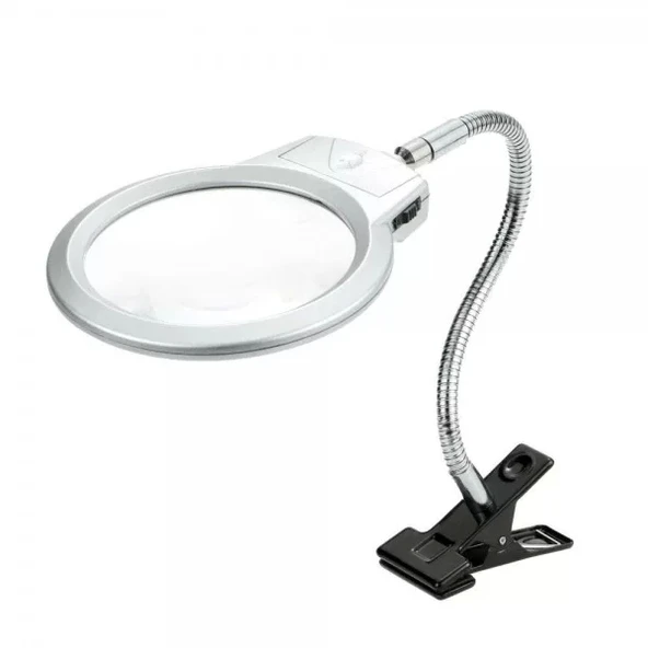 2.5x130 Mm 5x24 Mm Led Aydınlatmalı Büyüteç,masa Üstü Metal Hortum Mandallımg15124c - 4