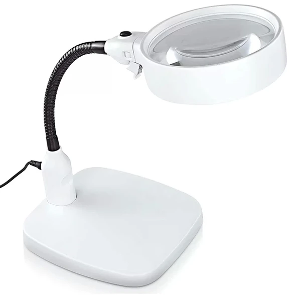 Masaüstü 10x Led Işıklı Büyüteç Okuma El Sanatları Onarım Büyüteç 7765 - 2