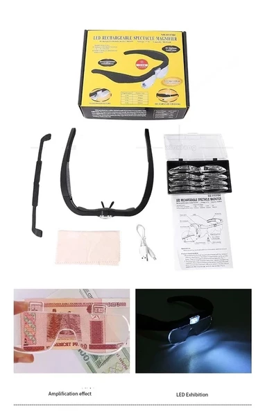 Şarjlı Gözlük Büyüteç  4 Farklı Lens 11537dc - Resim 6