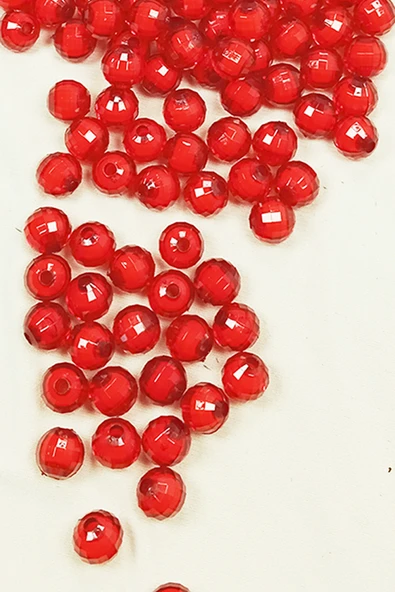 Dünya Boncuk İçten Boncuklu Bileklik Çanta Boncuğu 10 mm 50 gr Kırmızı - BNC466 - Resim 2