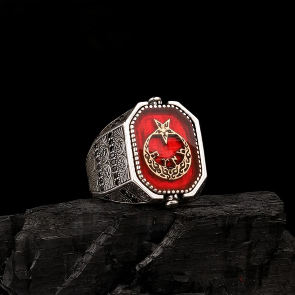 HZ SÜLEYMAN MÜHRÜ TÜRK YAZILI ÇİFT TARAFLI GÜMÜŞ YÜZÜK - Resim 3