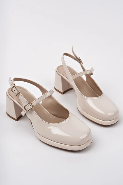 Muggo SOOJİN Kare Burunlu Arkası Açık Tek Bantlı Kadın Kalın Topuklu Ayakkabı - 2