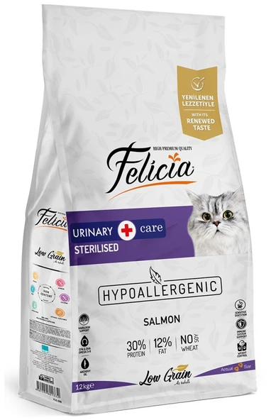 Felicia Yetişkin Somonlu Az Tahıllı Kedi Maması 12 Kg