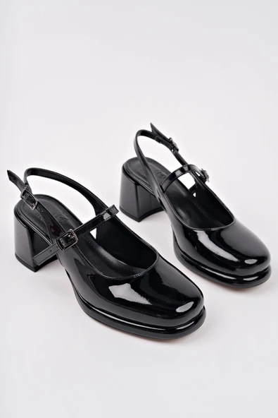 Muggo SOOJİN Kare Burunlu Arkası Açık Tek Bantlı Kadın Kalın Topuklu Ayakkabı - 10