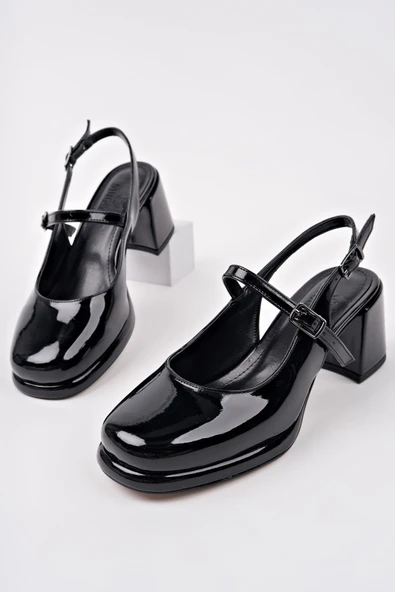 Muggo SOOJİN Kare Burunlu Arkası Açık Tek Bantlı Kadın Kalın Topuklu Ayakkabı - 9