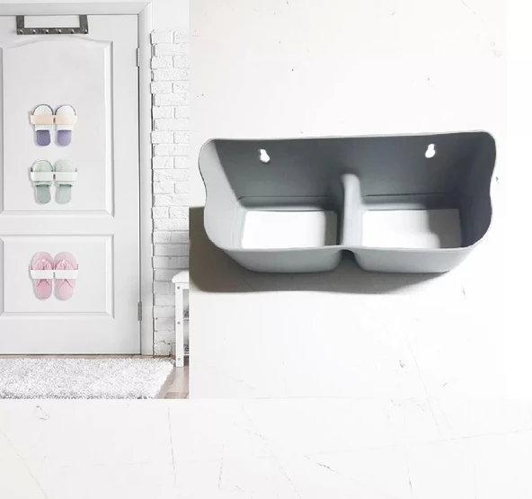 3 Adet Banyo Terlik Tutucu - Kapı Arkası Pratik Raf - Terlik Tutucu - 2