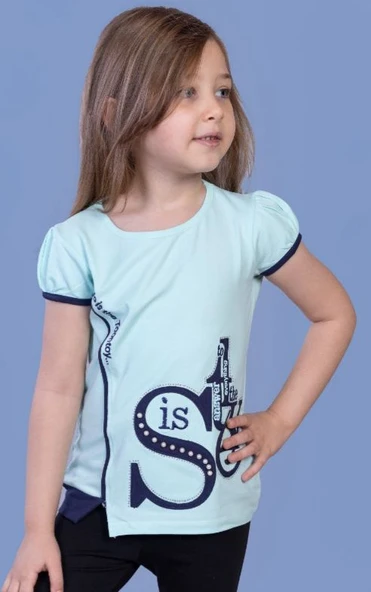 Toontoy Kız Çocuk T-Shirt Star Garnili Nakışlı - 5